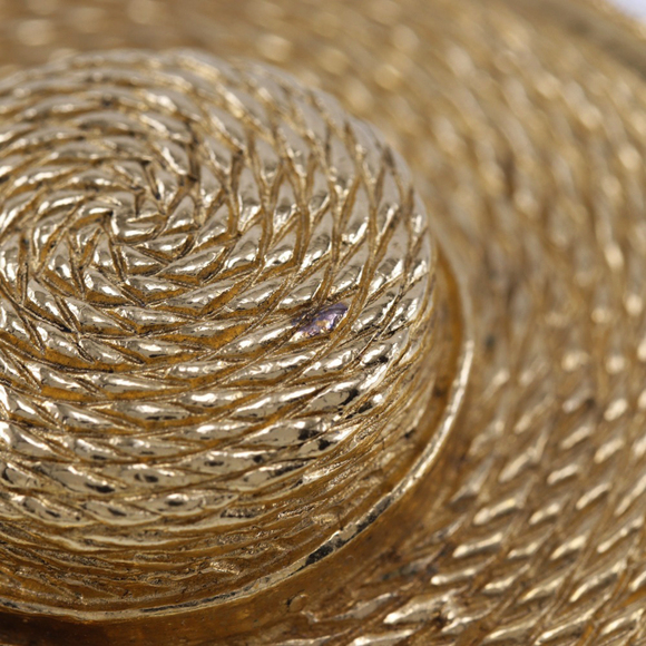 CHANEL Gold Straw Brooch